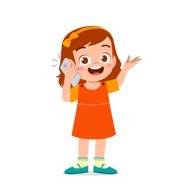 Cep telefonu kullanarak tatlı küçük kız konuşması.