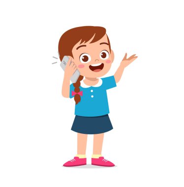 Cep telefonu kullanarak tatlı küçük kız konuşması.