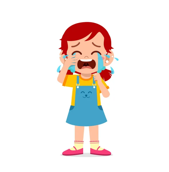 可爱的小女孩 带着哭哭啼啼的表情 — 图库矢量图片