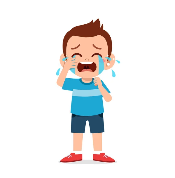 Netter Kleiner Junge Mit Weinen Und Wutanfällen — Stockvektor