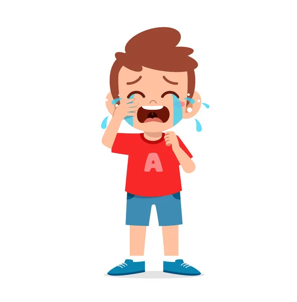 Netter Kleiner Junge Mit Weinen Und Wutanfällen — Stockvektor