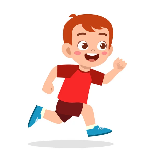 Happy cute anak kecil berjalan begitu cepat — Stok Ilustrasi Happy Cute Anak Kecil Berjalan Begitu Cepat Grafik Vektor