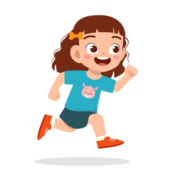 Happy cute gadis kecil berjalan begitu cepat — Stok Ilustrasi Happy Cute Gadis Kecil Berjalan Begitu Cepat Stok Vektor Bebas Royalti