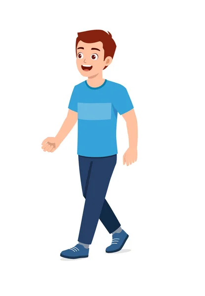 Young Good Looking Man Doing Walk Pose — Stock Vector