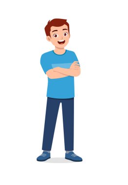 young good looking man doing arm crossed pose with confident clipart