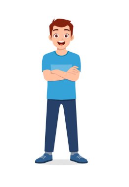 young good looking man doing arm crossed pose with confident