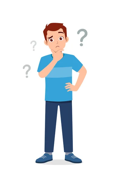 Young Good Looking Man Doing Confused Pose — Stockvector