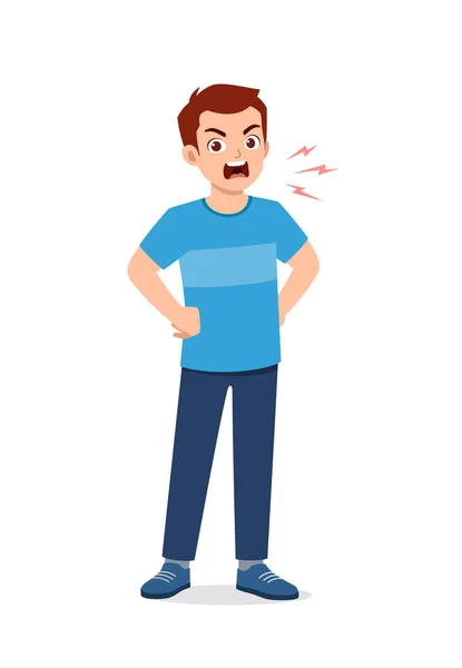 Young Good Looking Man Get Angry Scream — Stockvector