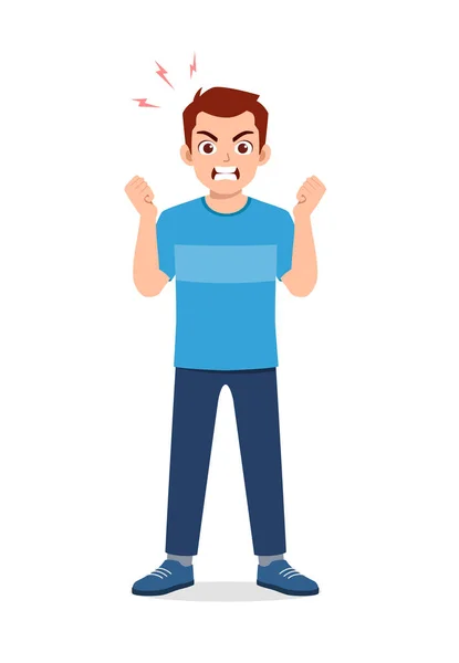 Young Good Looking Man Get Angry Scream — Stockvector