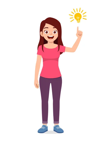 Young Good Looking Woman Doing Think Pose — Vector de stock