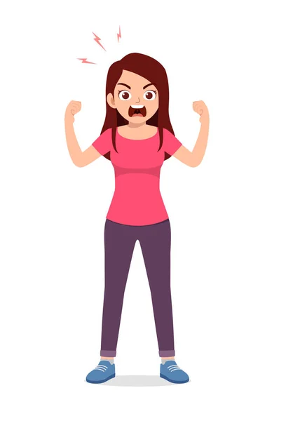 Young Good Looking Woman Get Angry Scream — Vector de stock