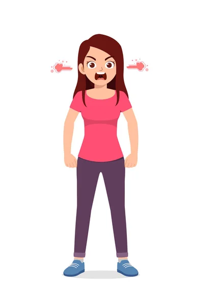 Young Good Looking Woman Get Angry Scream — Stock Vector