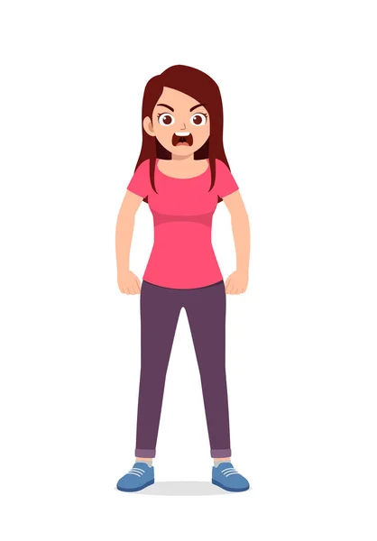 Young Good Looking Woman Get Angry Scream — Vector de stock