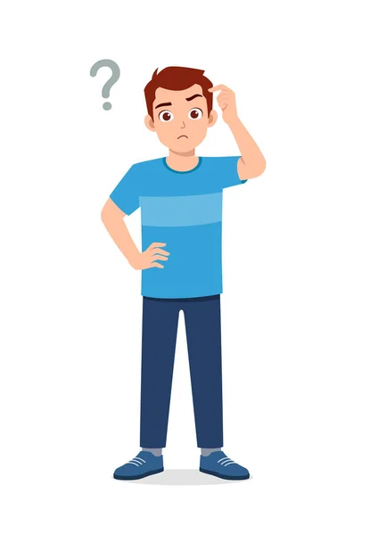 Young Good Looking Man Doing Confused Pose — Stockvector