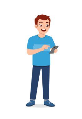 young good looking man using modern smartphone