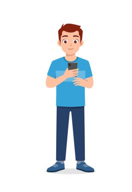 young good looking man using modern smartphone