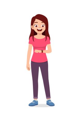 young good looking woman wearing good wristwatch