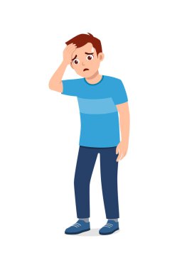 young good looking man feel headache and pain clipart