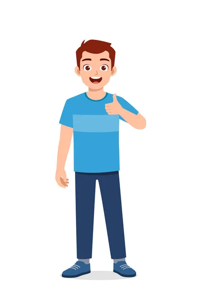 Young Good Looking Man Doing Thumb Pose — Stock Vector