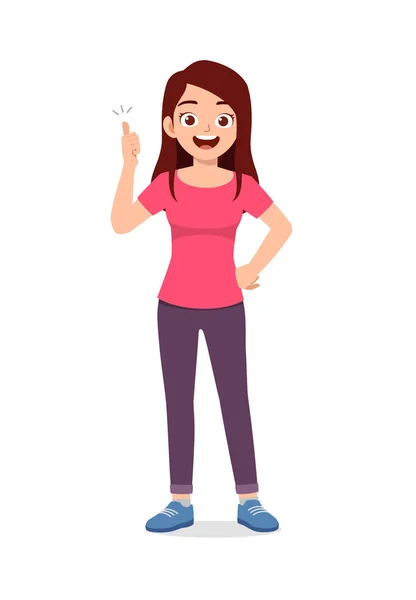 Young Good Looking Woman Doing Thumb Pose — Stock Vector