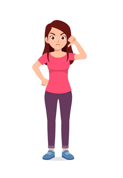 Young Good Looking Woman Doing Thumb Pose — Stock Vector