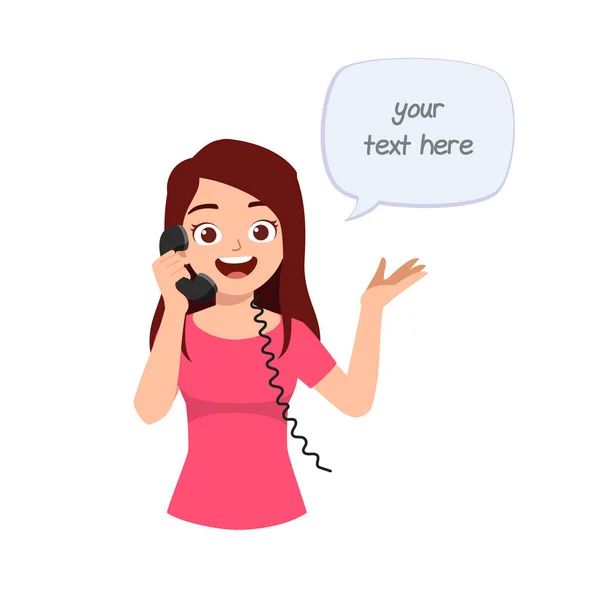 Young Good Looking Woman Talking Phone — Stockvector