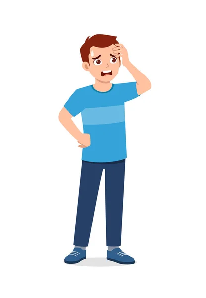 Young Good Looking Man Feel Headache Pain — Stock Vector