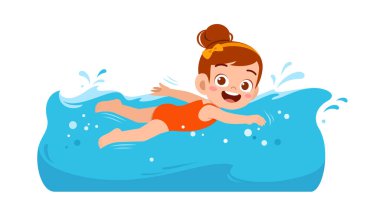 cute little kid girl swim under water on summer holiday
