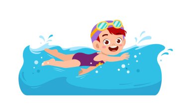cute little kid girl swim under water on summer holiday