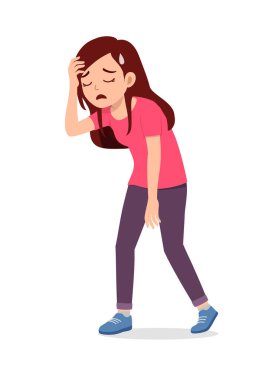 young good looking woman feeling tired and sick