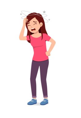 young good looking woman feel headache and pain clipart
