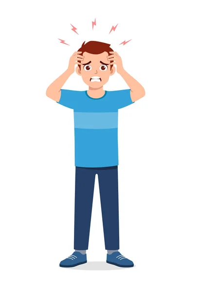 Young Good Looking Man Feel Headache Pain — Stock Vector