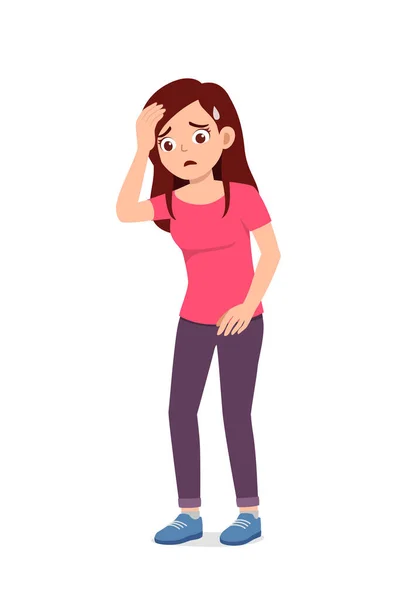 Young Good Looking Woman Feel Headache Pain — Stockvector