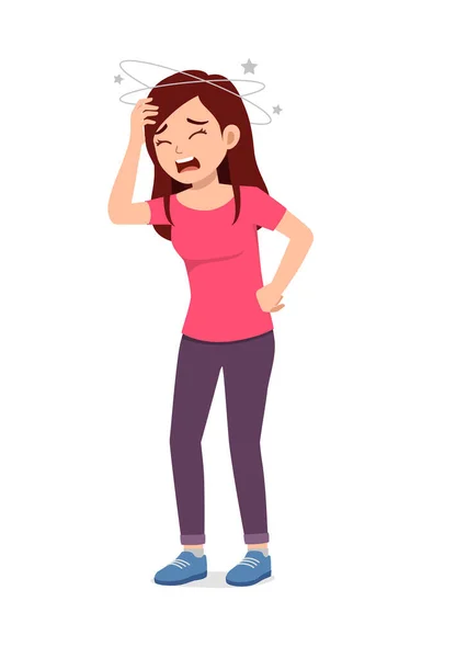 Young Good Looking Woman Feel Headache Pain — Vector de stock