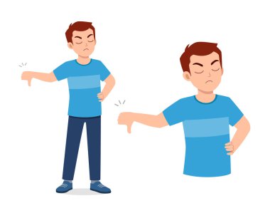 young good looking man doing thumb down pose