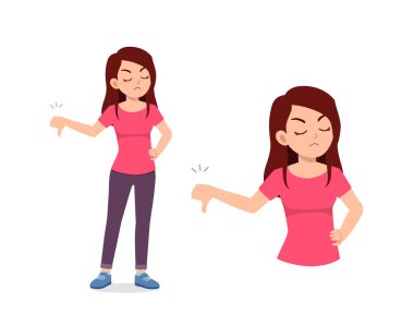 young good looking woman doing thumb down pose