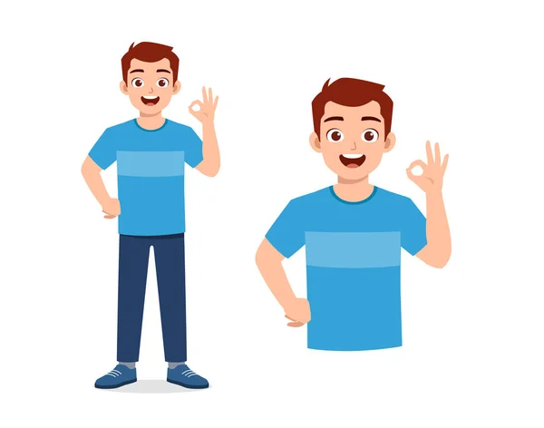 Young Good Looking Man Shows Gesture — Stock Vector