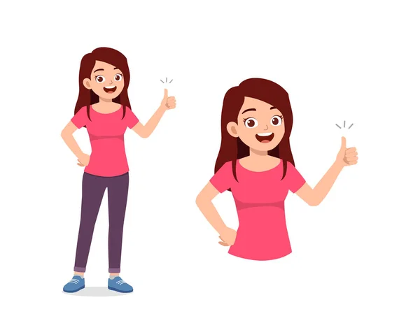 Young Good Looking Woman Doing Thumb Pose — Vector de stock