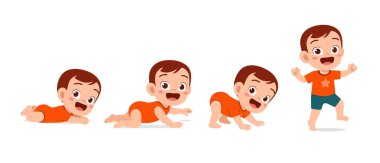 Büyüme sürecinde olan sevimli erkek bebek.