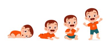 Büyüme sürecinde olan sevimli erkek bebek.