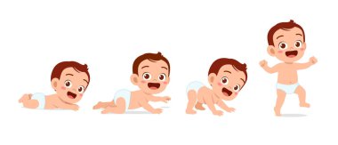 Büyüme sürecinde olan sevimli erkek bebek.