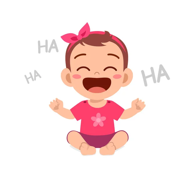 Cute Little Baby Girl Show Happy Expression Laugh — 스톡 벡터