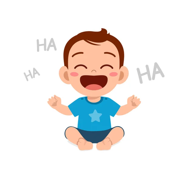 Cute Little Baby Boy Show Happy Expression Laugh — 스톡 벡터