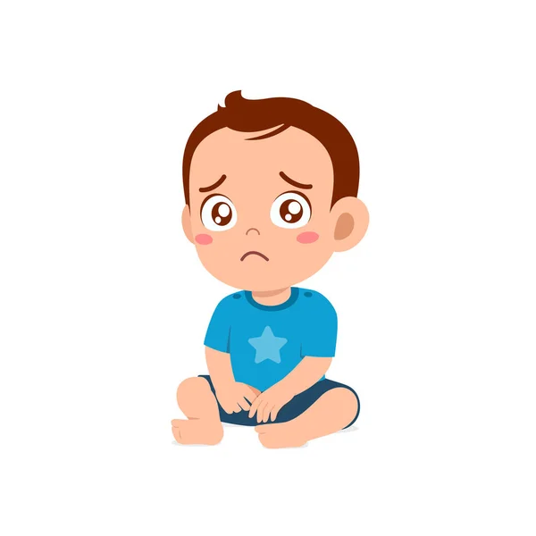 Roztomilý Chlapeček Show Smutný Výraz Pláč — Stockový vektor