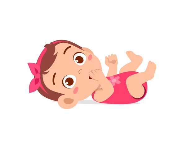かわいい赤ちゃんの女の子の睡眠と笑顔 — ストックベクタ