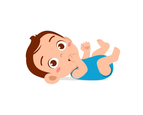 Schattig Baby Jongen Slapen Glimlachen — Stockvector