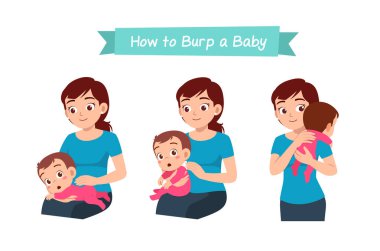 mother holding baby and waiting to burp clipart