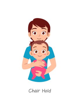 Anne kucağında sandalyeli bir bebek var.