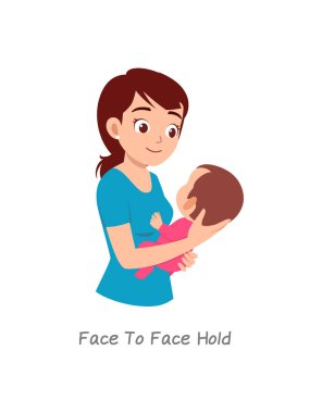 Anne kucağında bebek ve yüz yüze poz veriyor.