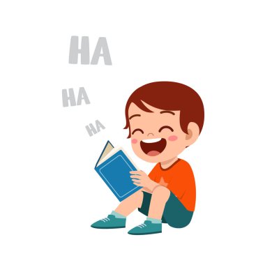 İyileştir küçük çocuğu. Komik bir kitap oku ve çok gül.
